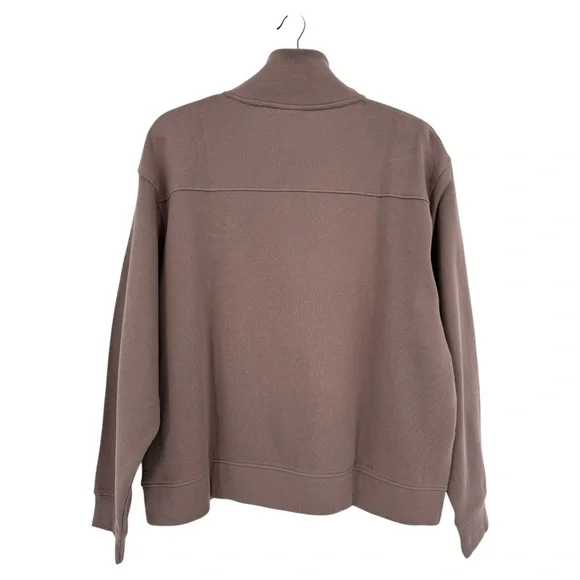 PACT Airplane Essential Terry Quarter Zip Sweatshirt in Deep Taupe Size XL NWT - Picture 2 of 11